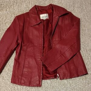 Women's Red Genuine Leather Jacket